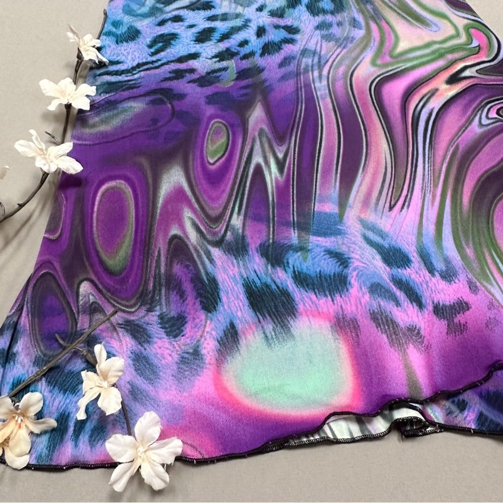 PSYCHEDELIC MOD purple swirl minidress, S. - Picture 5 of 7